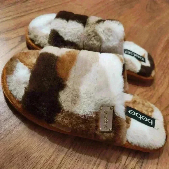 Bebe Animal Print Slide On Slippers, Size 7 - Picture 2 of 5